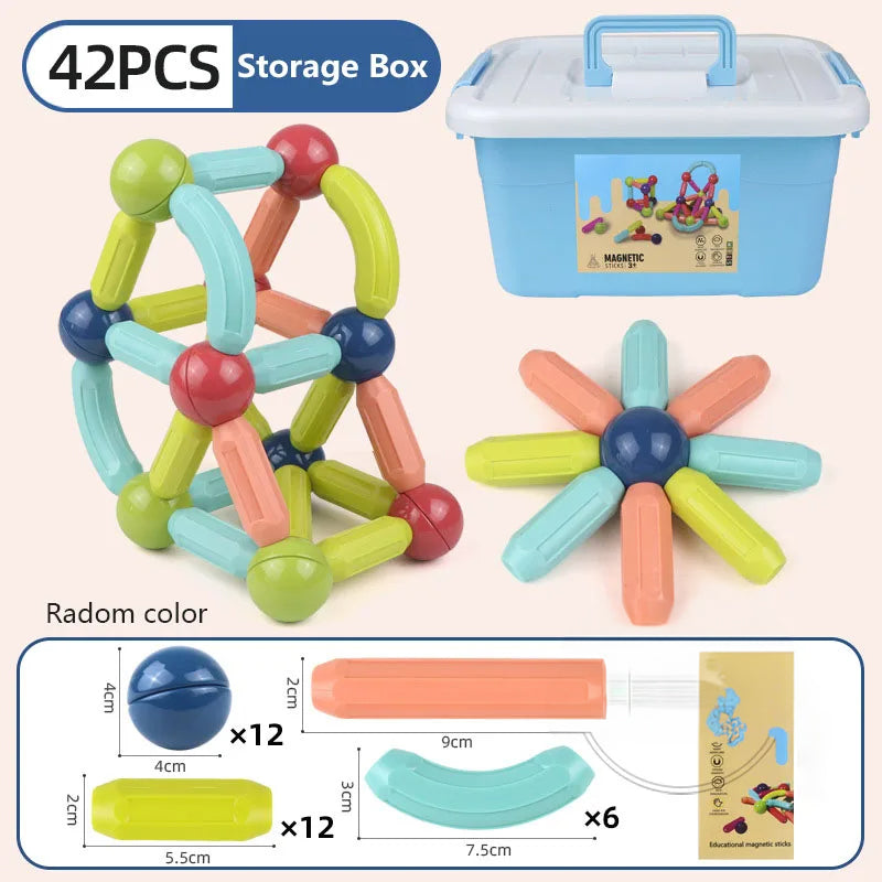 25 - 138 PCS STEM Magnetic Building Blocks, Large Sticks and Balls Construction Set, Safe for Kids Ages 3+