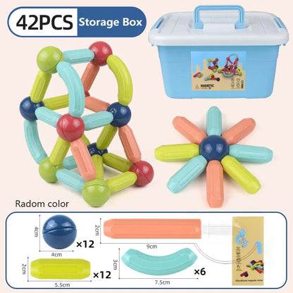 25 - 138 PCS STEM Magnetic Building Blocks, Large Sticks and Balls Construction Set, Safe for Kids Ages 3+