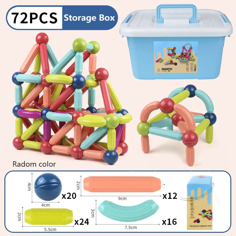 25 - 138 PCS STEM Magnetic Building Blocks, Large Sticks and Balls Construction Set, Safe for Kids Ages 3+