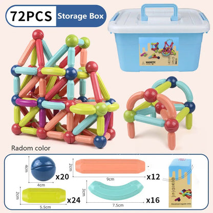 25 - 138 PCS STEM Magnetic Building Blocks, Large Sticks and Balls Construction Set, Safe for Kids Ages 3+