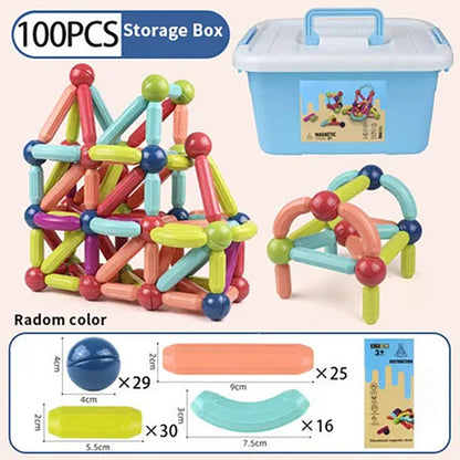 25 - 138 PCS STEM Magnetic Building Blocks, Large Sticks and Balls Construction Set, Safe for Kids Ages 3+