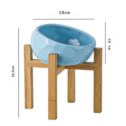 Comfortable Raised Pet Feeder with Wooden Base