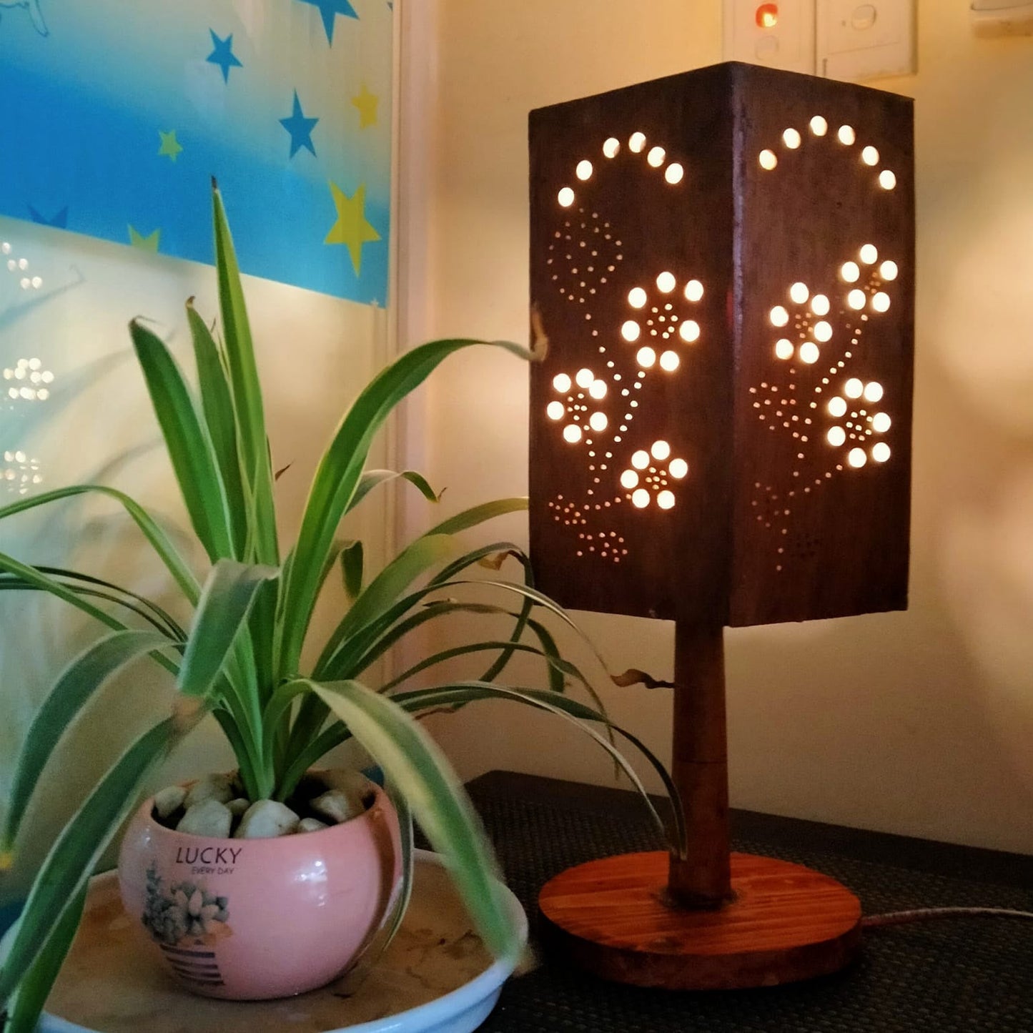 Natural Wood Table Lamp - Pexav