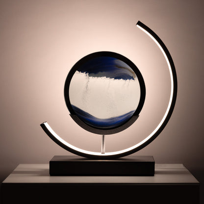 Decorative lamp with circular design on a neutral background