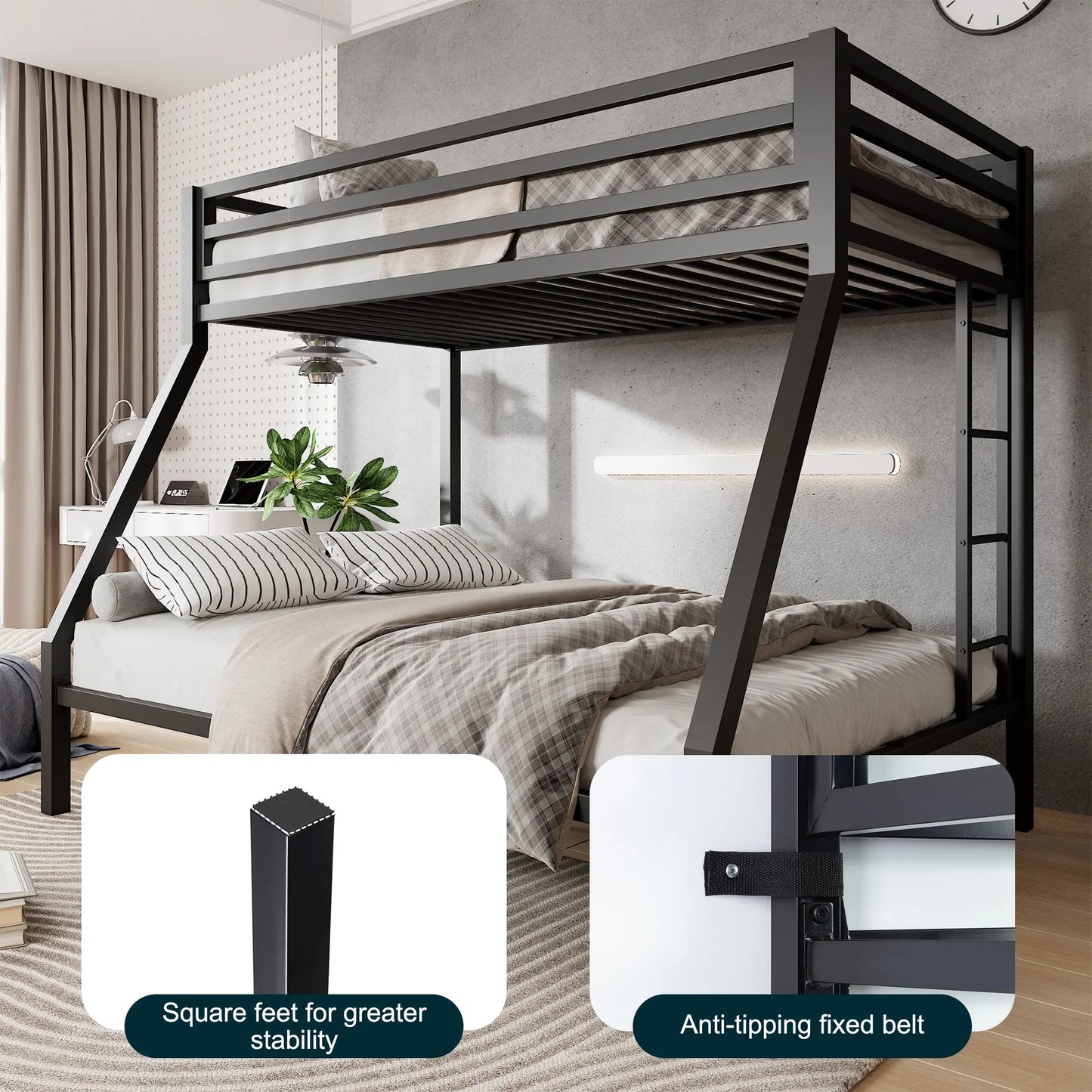 Space Saving Metal Twin Bunk Bed Frame