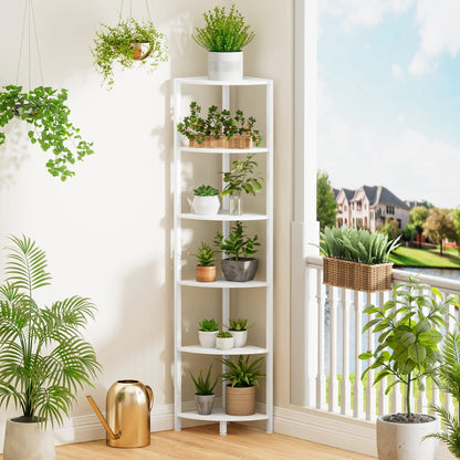 Space Saving 6 Shelf Corner Bookcase