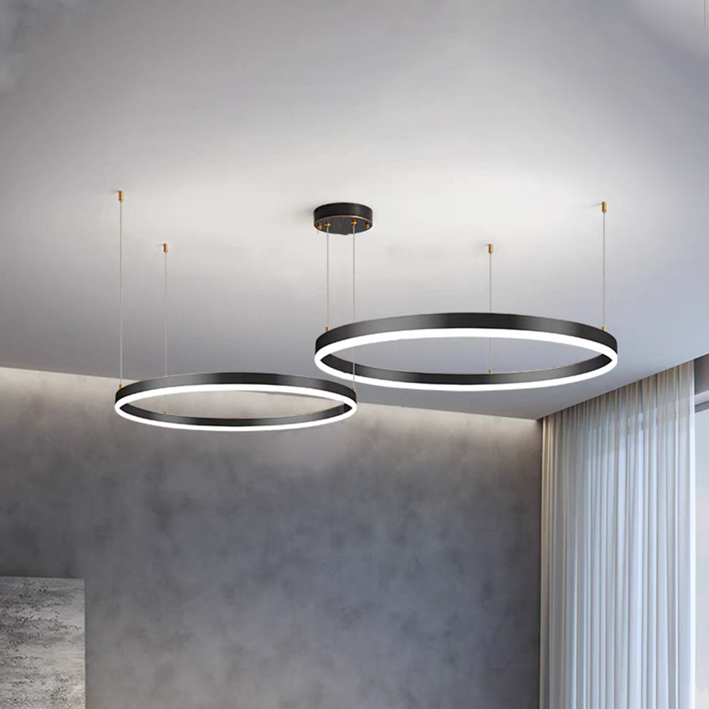 Stylish Pendant Light Circle Metal Black Gold Brown