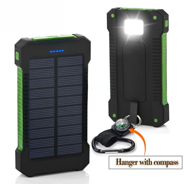 Slim Waterproof Portable Solar Charger with LED Lights