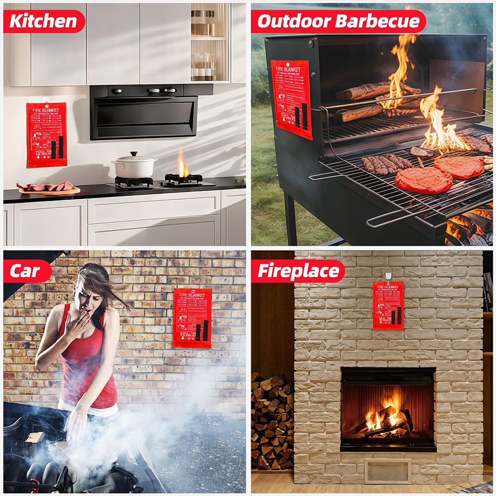 Compact 2-Pack Fire Safety Blankets Flame Resistant Covers