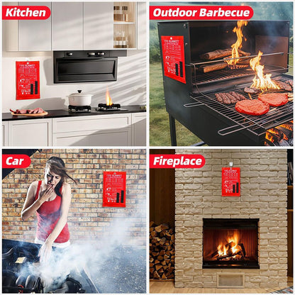 Compact 2-Pack Fire Safety Blankets Flame Resistant Covers