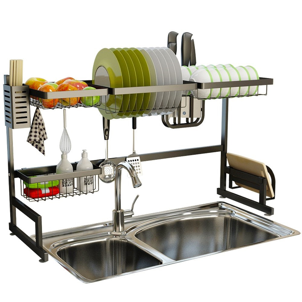 Large Kitchen Sink Dish Rack Stainless Steel Drainer