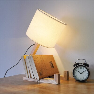 Rustic Wooden Desk Table Lamp
