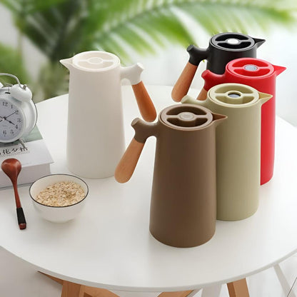 Thermal Coffee Carafe - Stainless Steel Wood Grip