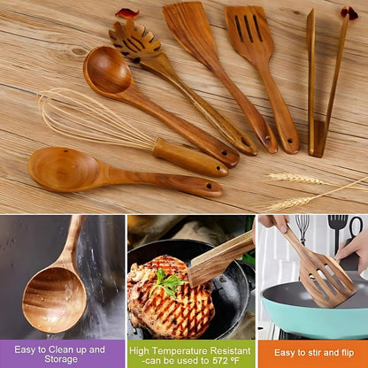 Premium Teak Wood Kitchen Utensil Set 7 Piece
