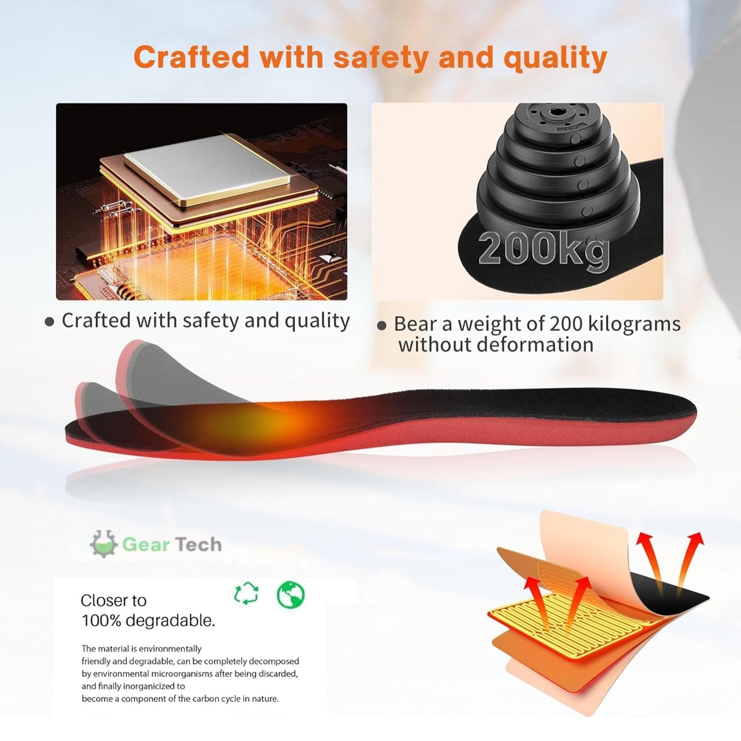 Warm Rechargeable Insoles with USB Charging