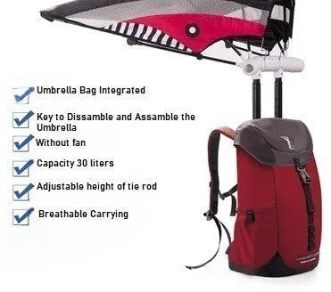 Waterproof Travel Backpack with Built-in Sun Shade