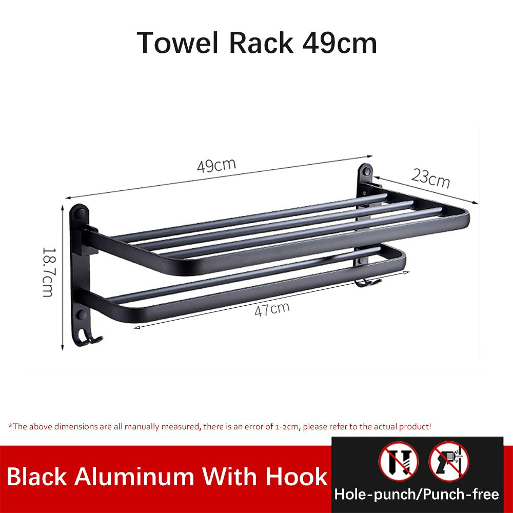 Space Saving Bathroom Foldable Towel Holder