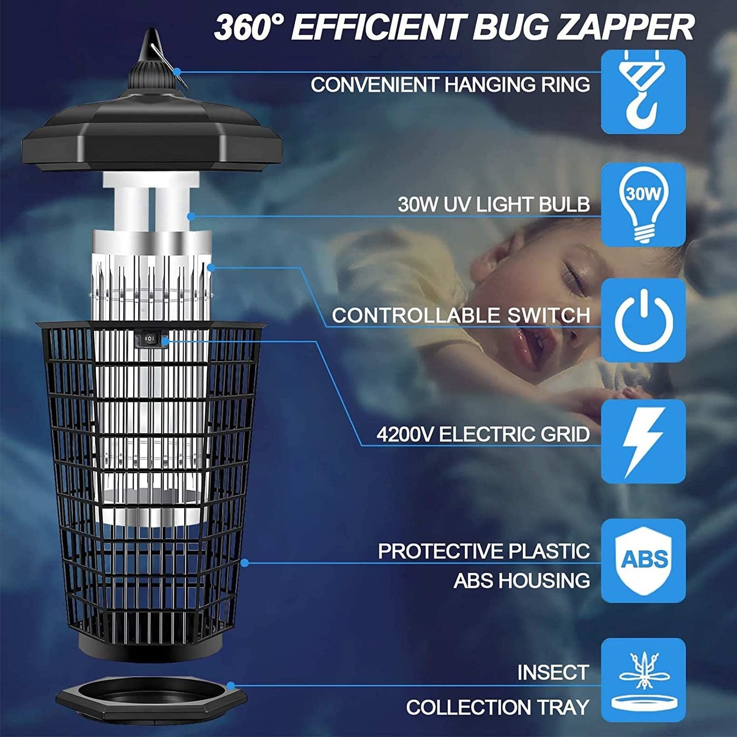 Effective Indoor Outdoor Bug Zapper Lamp