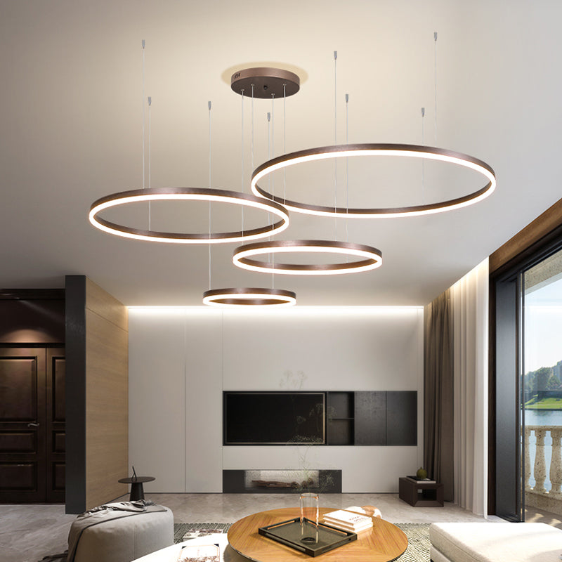 Stylish Pendant Light Circle Metal Black Gold Brown