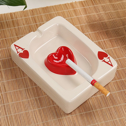 Stylish Square Ceramic Ashtray with Heart Pattern - Pexav