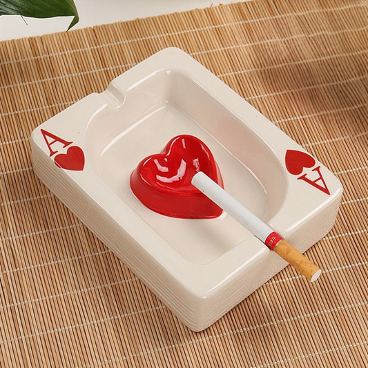 Stylish Square Ceramic Ashtray with Heart Pattern - Pexav