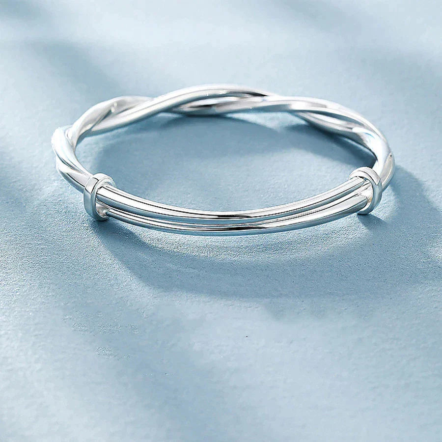 Classic Woven Silver Bangle | Simple Braided Style