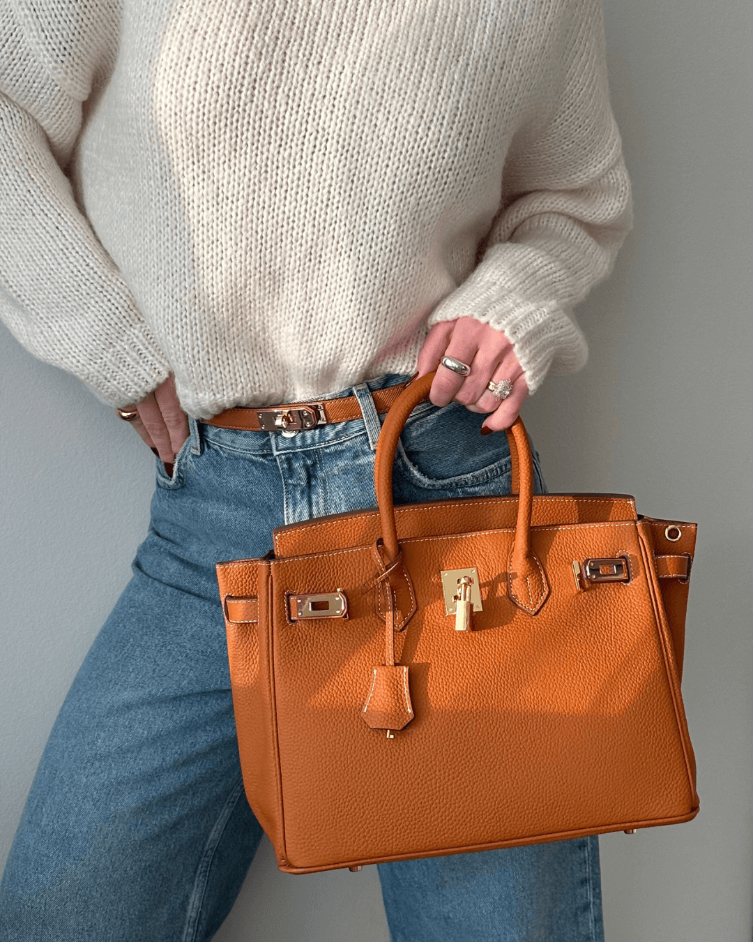 Stylish Women's Big Leather Daily Tote Bag