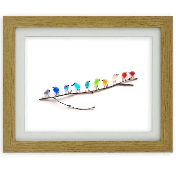 Colorful Glass Bird Figurine Wall Art