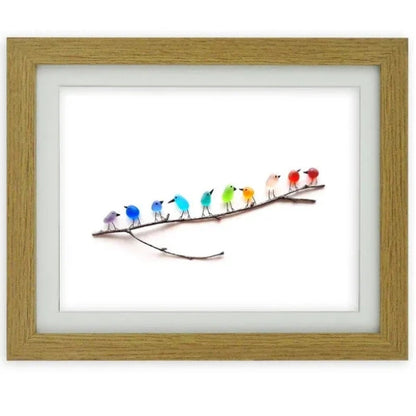 Colorful Glass Bird Figurine Wall Art