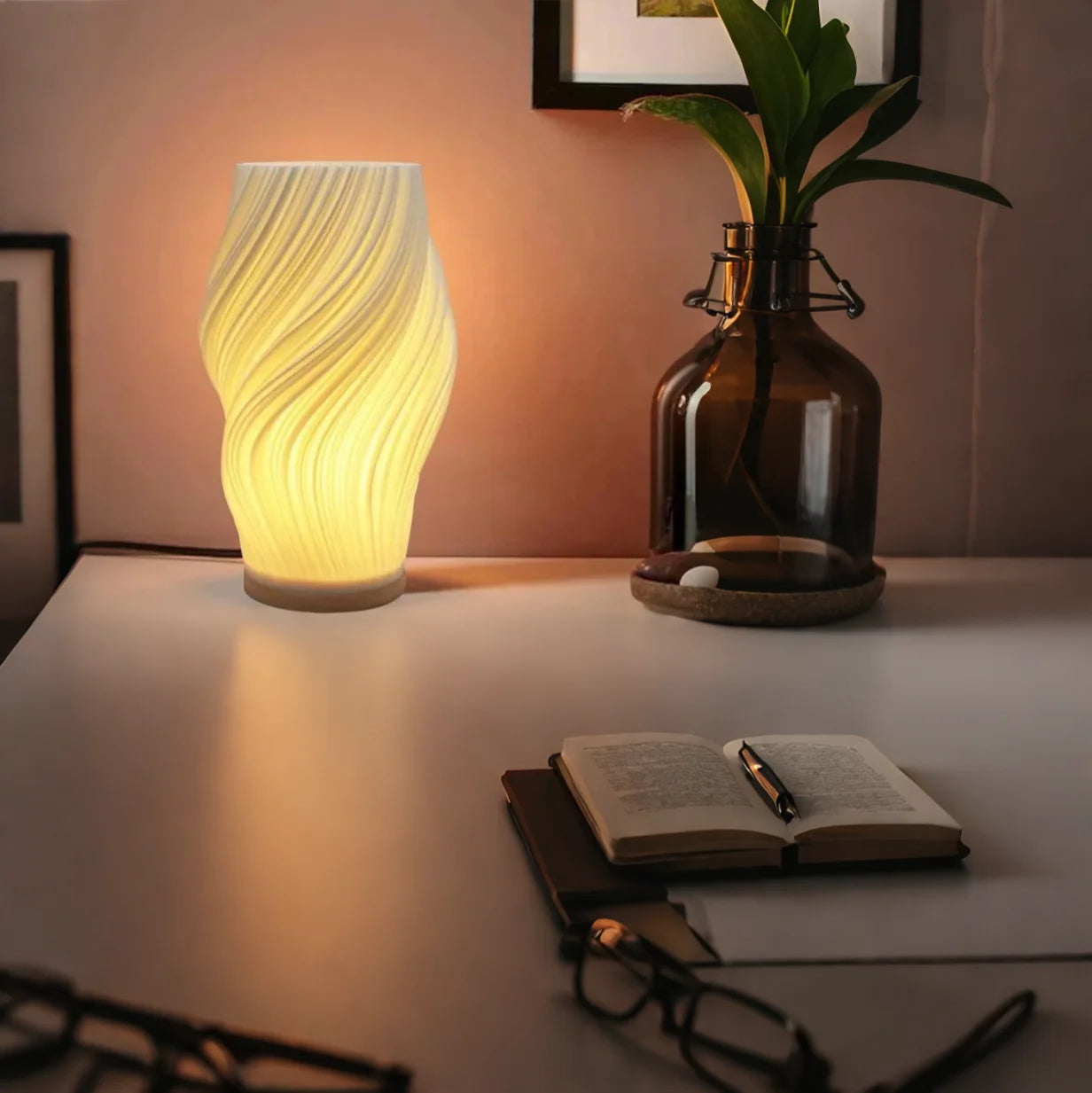 Chic Spiral Striped Shade Night Light Lamp
