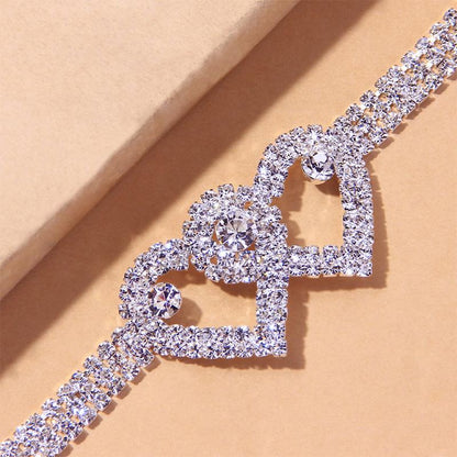 Sparkly Heart Charm Ankle Bracelet