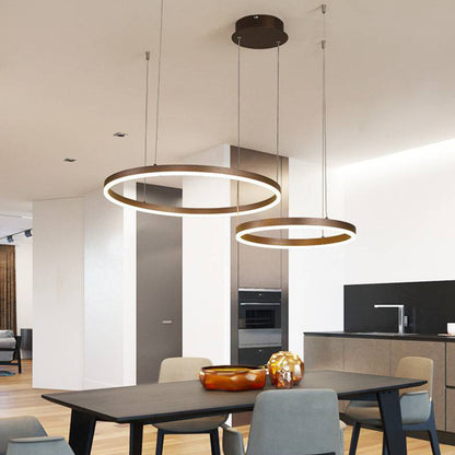 Stylish Pendant Light Circle Metal Black Gold Brown