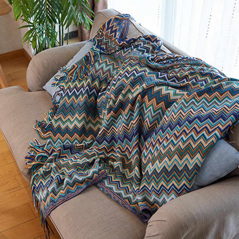 Vibrant Plaid Fringe Throw Blanket