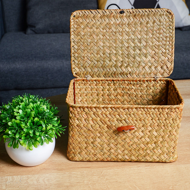 Stylish Wicker Storage Box Rectangular Container
