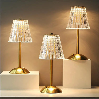 Luxurious Glass Table Lamp with Sparkling Crystal Shade