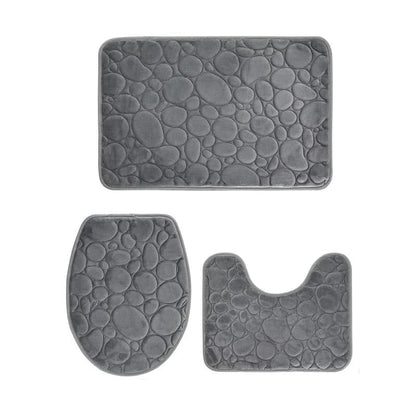 3-Piece Non-Slip Bathroom Mat Set – Soft Microfiber Bath Rugs with Modern Stripe Design, Absorbent and Machine Washable 0