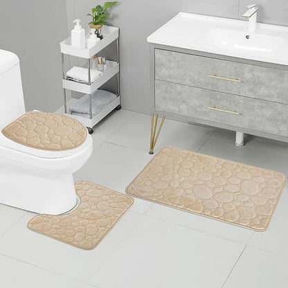 3-Piece Non-Slip Bathroom Mat Set – Soft Microfiber Bath Rugs with Modern Stripe Design, Absorbent and Machine Washable 4