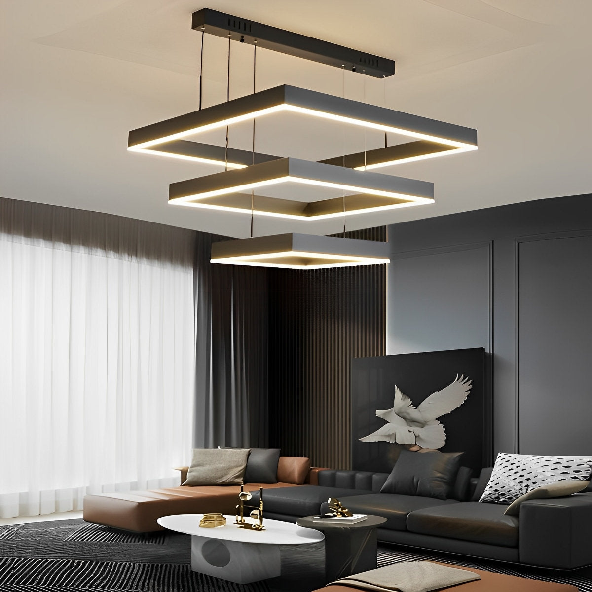 Stylish Dimmable LED Black Ceiling Light with Remote - Pexav
