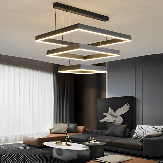 Stylish Dimmable LED Black Ceiling Light with Remote - Pexav