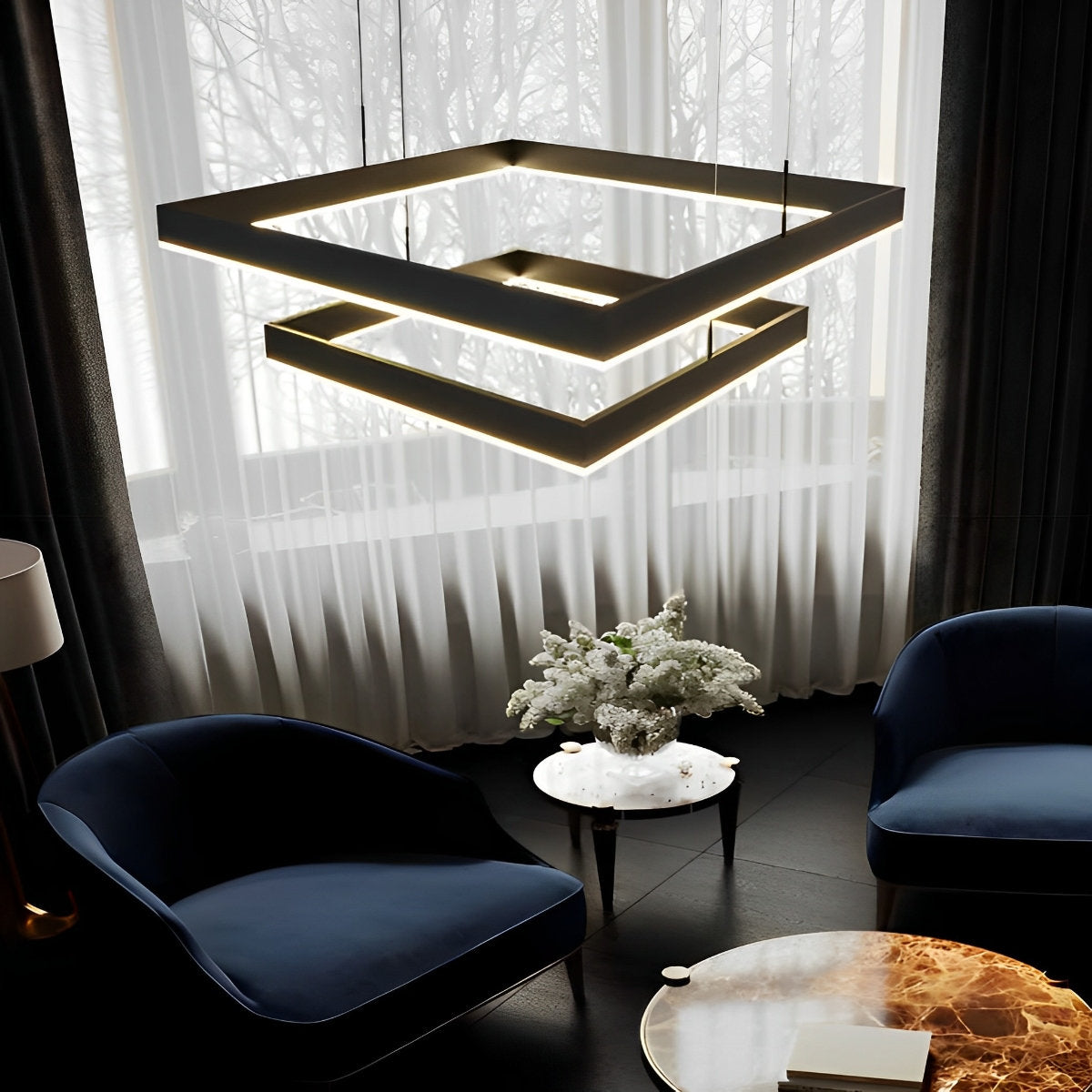Stylish Dimmable LED Black Ceiling Light with Remote