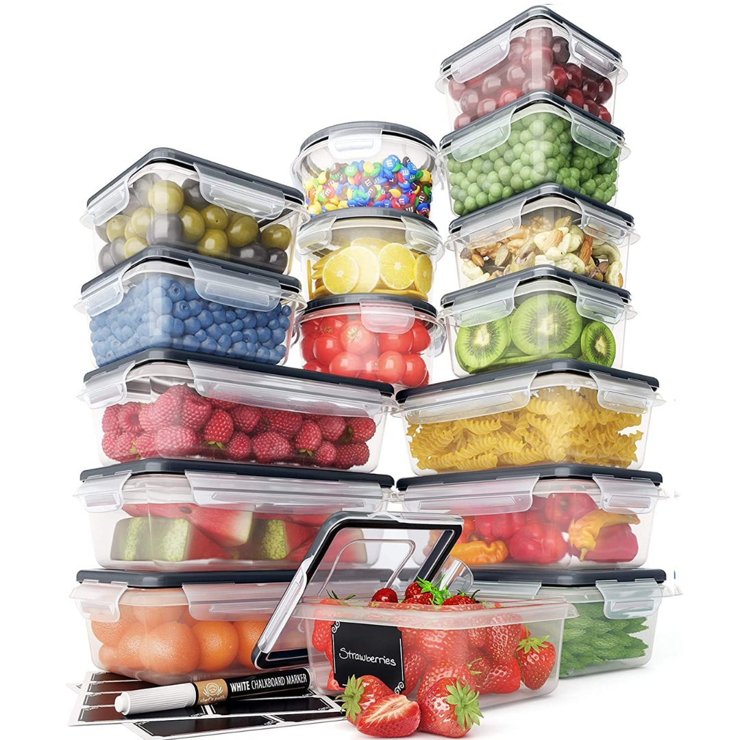 Compact 32pc Plastic Storage Container Set - Pexav