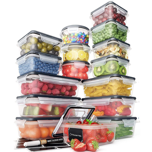 Compact 32pc Plastic Storage Container Set - Pexav