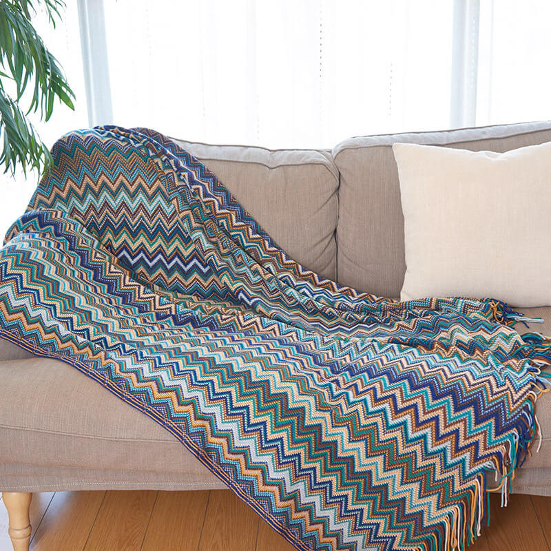 Vibrant Plaid Fringe Throw Blanket - Pexav