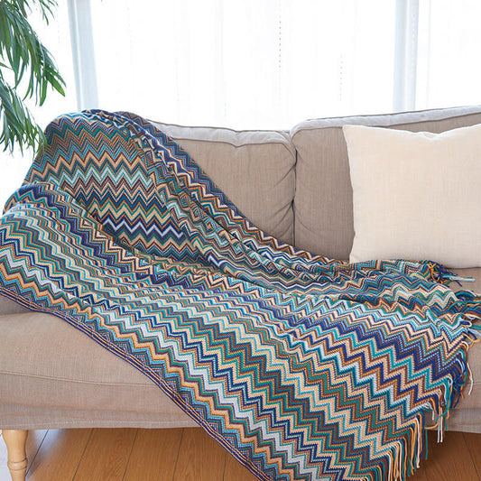 Vibrant Plaid Fringe Throw Blanket - Pexav