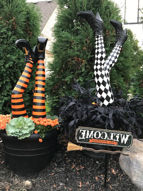 Spooky Witch Legs Garden Halloween Decor, 2 Piece Set