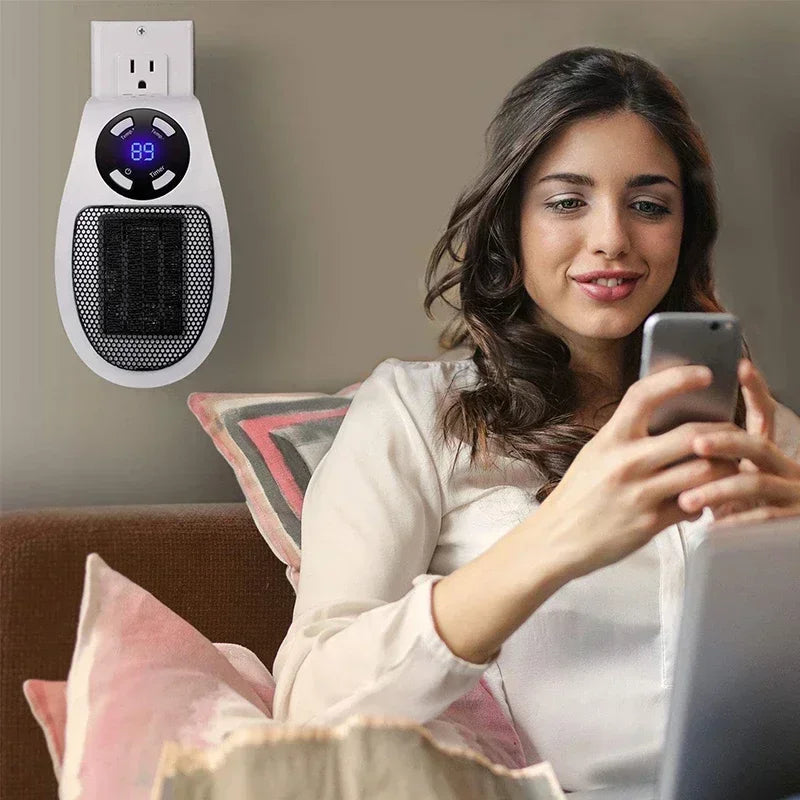 350W Electric Wall Heater with Remote Control and LED Display – 180° Rotatable Plug for Indoor Use 2