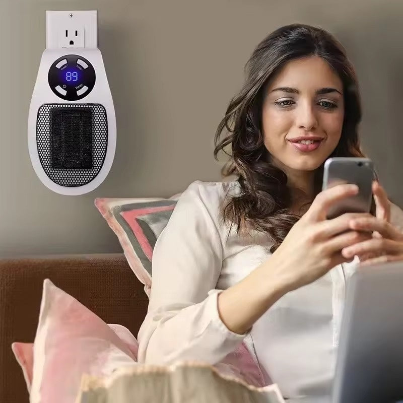 350W Portable Plug-in Electric Heater with Remote | Wall Mini Room Warmer with Adjustable Thermostat, LED Display & Timer