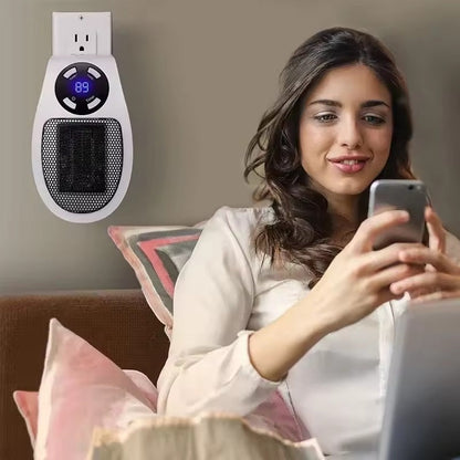 350W Portable Plug-in Electric Heater with Remote | Wall Mini Room Warmer with Adjustable Thermostat, LED Display & Timer