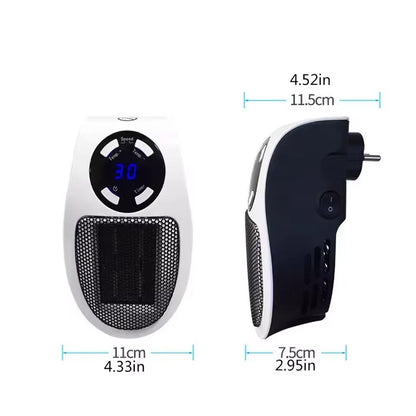 350W Portable Plug-in Electric Heater with Remote | Wall Mini Room Warmer with Adjustable Thermostat, LED Display & Timer