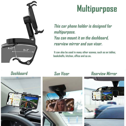 360 Degree Rotation Dashboard Phone Holder, Multipurpose Car Smartphones Mount Cell Mount Stand Suitable for 4 to 7 inch